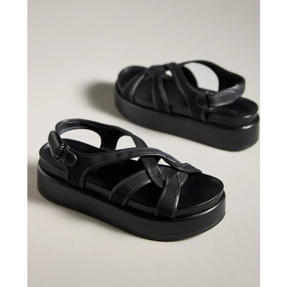 Anthropologie Silent D Black Platform Sandals - EU 40 (9.5-10.0 US) - Picture 1 of 8